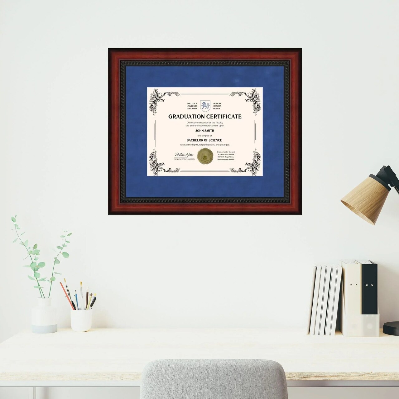 Mahogany 11x14 Diploma Frame for 8.5x11 Certificate University College High School